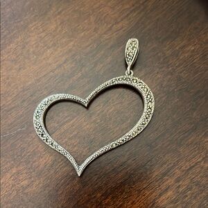 Silver and Marcacite Large Heart Pendant